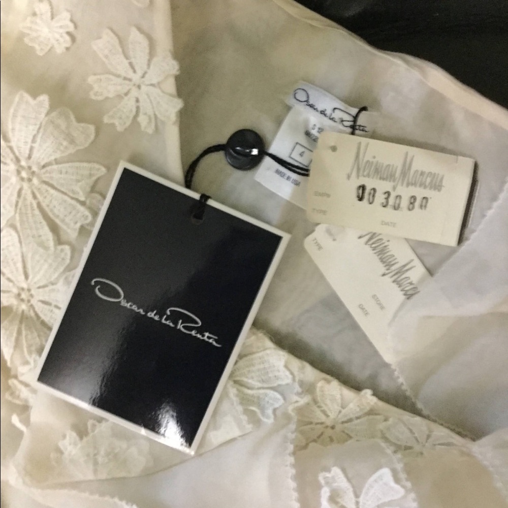 Oscar De La Renta Ivory Off White Organza Blouse
